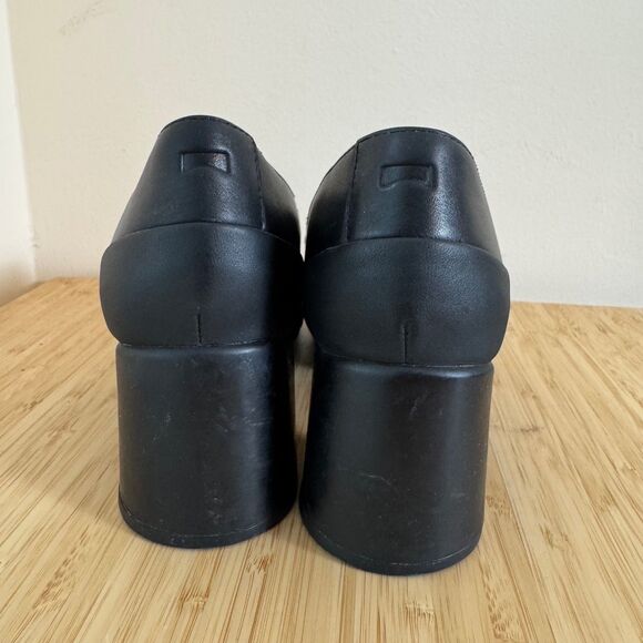 Camper Upright Pumps EU 41 Black Leather Chunky Heels - Picture 4 of 11